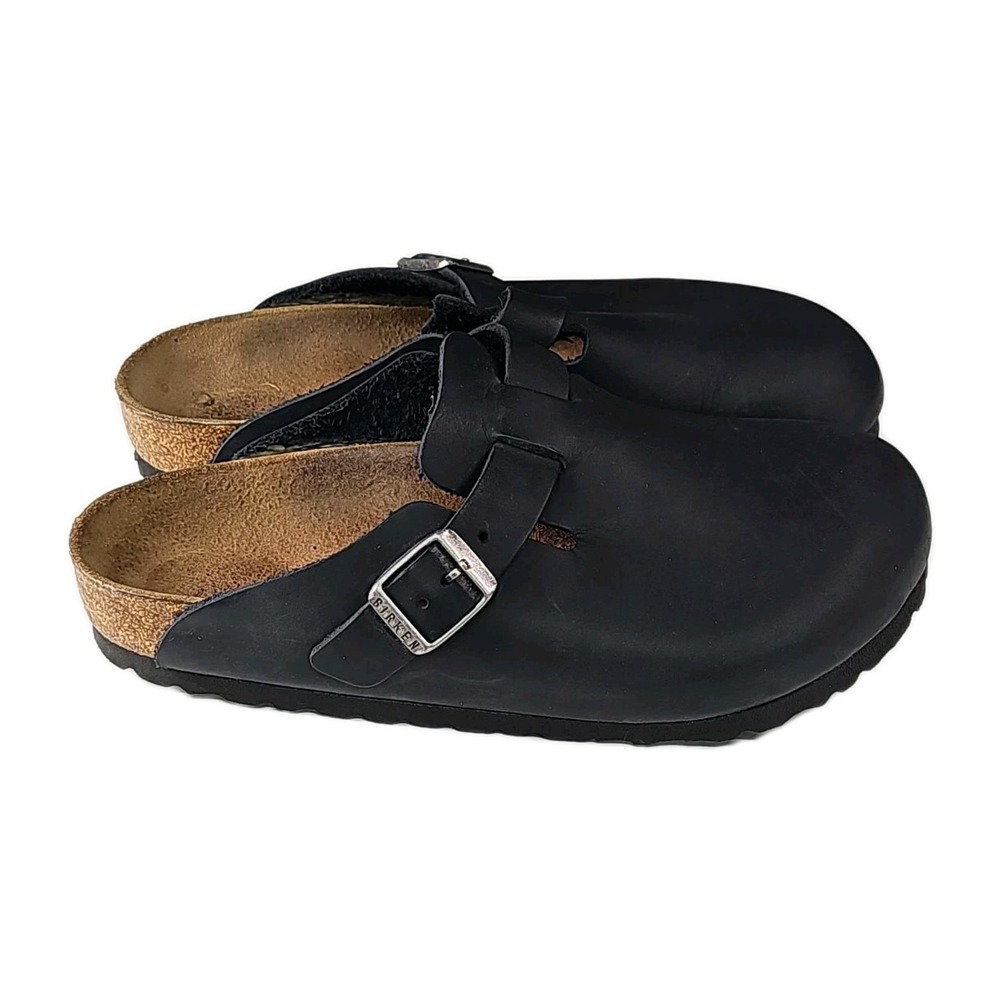 Birkenstock Boston Oiled Leather Clogs, Black, Size 36 - Picture 2 of 9
